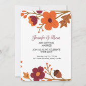 エレガントなラスティックオータム フラワーズ ウェディング 招待状 (正面)