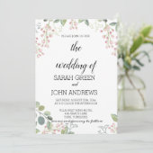 エレガントなラスティックグリーン水彩結婚式 招待状 (スタンド正面)