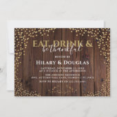 エレガントなラスティックゴールドグリッター感謝祭招待状 招待状 (正面)