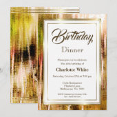 エレガントなラスティックゴールドフレーム 40歳の誕生日ディナー 招待状 (正面/裏面)