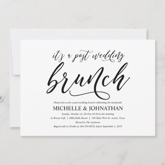 エレガントなラスティックスタイルの結婚後ブランチ招待状カード 招待状 (正面)