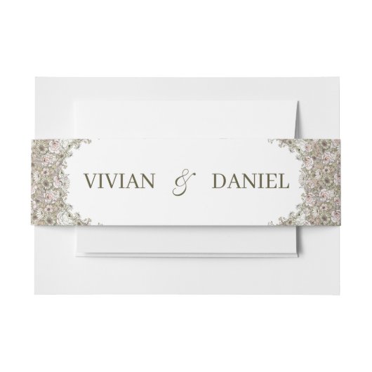 エレガントなラスティックブラウン フローラル ウェディング ベリーバンド 招待状ベリーバンド (正面例)