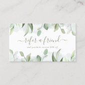 エレガントなラスティック水彩グリーンの葉 紹介カード (正面)