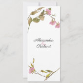 エレガントなラスティック ウォーターカラー フローラル グリーンベリー ウェディング 招待状 (裏面)