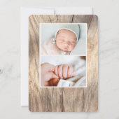 エレガントなラスティック ウッドグレイン フォト 出生発表 招待状 (裏面)