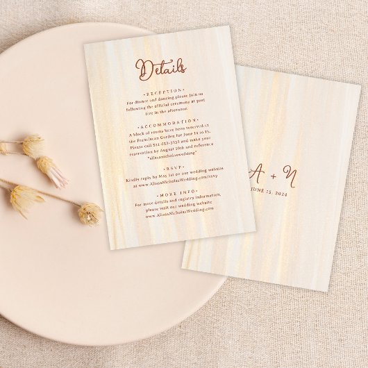 エレガントなラスティック テラコッタ & ゴールド モノグラム ウェディング エンクロージャーカード