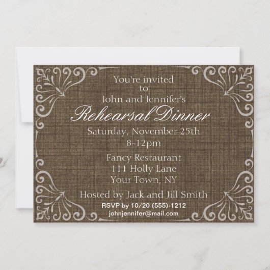 エレガントなラスティック バルーン ヴィンテージ リハーサル ディナー 招待状 (正面)