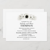 エレガントなラスティック ブラック&ホワイト フラワー ポストウェディング 招待状 (正面/裏面)