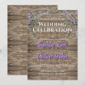 エレガントなラスティック ラベンダー ボーホー ウェディング インビテーション (正面/裏面)