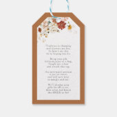 エレガントなラストオレンジの花柄 ブライダルシャワーのギフタグ（ラッピングなし） ギフトタグ (裏面)