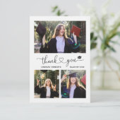エレガントなラブハートスクリプト 卒業式 3枚の写真 サンキューカード (スタンド正面)