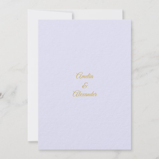 エレガントなラベンダーとゴールドの大理石の結婚式のお知らせ 招待状 (裏面)