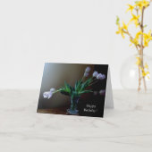 エレガントなラベンダーのチューリップのバースデー・カード カード (黄色い花)