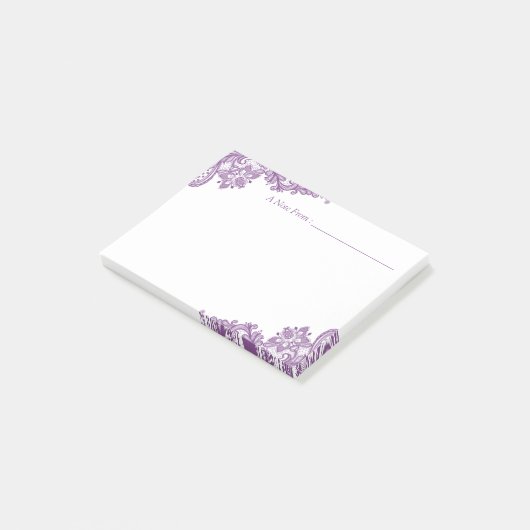 エレガントなラベンダーの紫色の花のレース ポストイット (アングル)