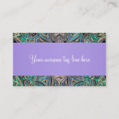 エレガントなラベンダーの紫色の青緑の金ゴールドの曼荼羅 名刺 (裏面)