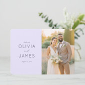 エレガントなラベンダーの結婚式のお礼 サンキューカード (スタンド正面)