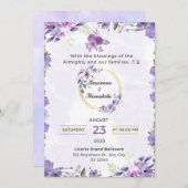 エレガントなラベンダーの花のウェディング招待状 招待状 (正面/裏面)