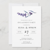 エレガントなラベンダーの花のエンゲージメントパーティー 招待状 (正面)