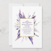 エレガントなラベンダーの花の水彩画 ウェディング 招待状 (正面)