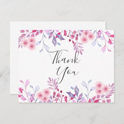 エレガントなラベンダーの花束スクリプト ビジネス感謝カード ポストカード (正面/裏面)