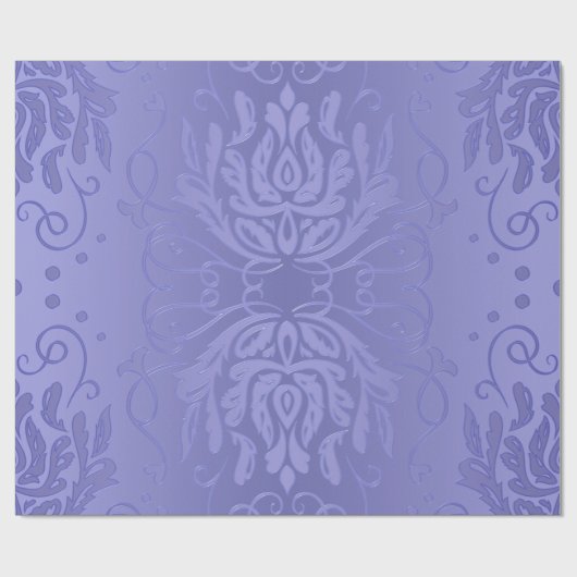 エレガントなラベンダーの花柄のダマスク織 ラッピングペーパー (フラット)
