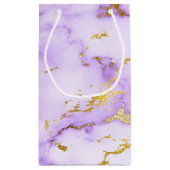 エレガントなラベンダーの金ゴールドのフェイクな金属大理石パターン スモールペーパーバッグ (裏面)