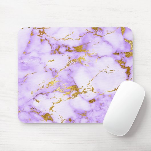 エレガントなラベンダーの金ゴールドのフェイクな金属大理石パターン マウスパッド (マウス)