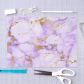 エレガントなラベンダーの金ゴールドのフェイクな金属大理石パターン 薄葉紙 (クラフト)