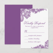 エレガントなラベンダーパープルのレースパターン RSVP (正面/裏面)