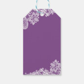 エレガントなラベンダーパープルのレース ウェディング サンクスギフトタグ テンプレート ギフトタグ (裏面)