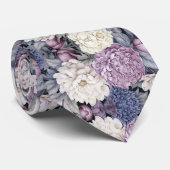 エレガントなラベンダーブルーのモダンな花柄パターン ネクタイ (ロール)