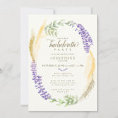 エレガントなラベンダー小麦の花輪　ブライズメイドパーティー 招待状 (正面)