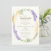 エレガントなラベンダー小麦の花輪　ブライズメイドパーティー 招待状 (スタンド正面)