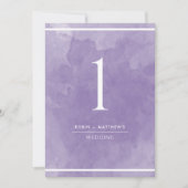 エレガントなラベンダー水彩テーブルナンバー (正面)