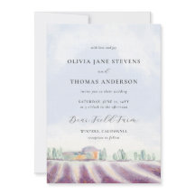 エレガントなラベンダー畑の水彩画 紫の結婚式