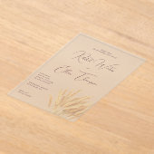 エレガントなラベンダー色の小麦の穂 アクリル招待状 (レイダウン)