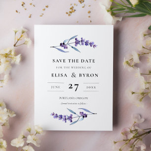 エレガントなラベンダー色の Save the date 招待状