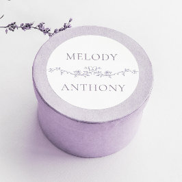 エレガントなラベンダー花柄のボーダー モノグラム ラウンドシール