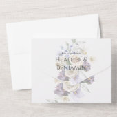 エレガントなラベンダー、アイボリー & ブルーの花束オールインワン招待状 オールインワン招待状 (裏面)