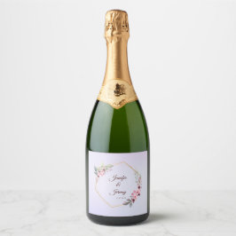 エレガントなラベンダー&ゴールドの名入れ スパークリングワインラベル