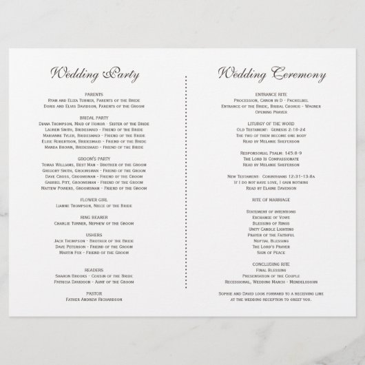 エレガントなラベンダー ネイビーブルー 花 モチーフ 式次第 (裏面)