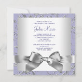 エレガントなラベンダー パープルとグレーの洗礼 招待状 (裏面)