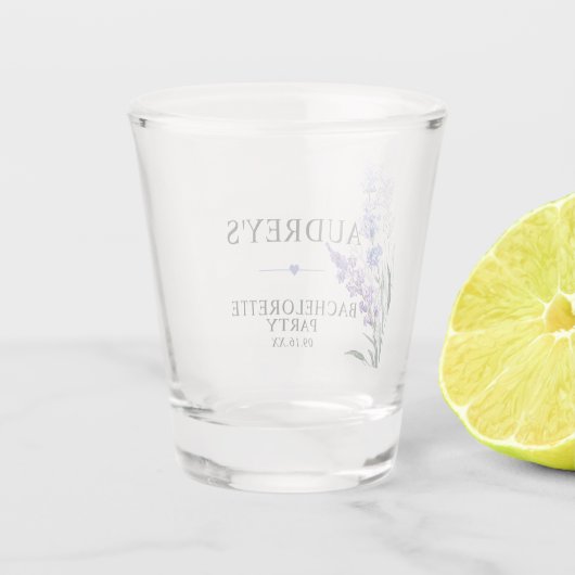 エレガントなラベンダー パープルの独身最後の夜  ショットグラス (裏面)