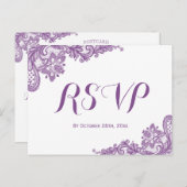 エレガントなラベンダー パープルレース ウェディング RSVP インビテーションポストカード (正面/裏面)