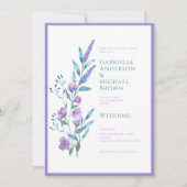 エレガントなラベンダー パープル ウォーターカラー結婚式の招待状 招待状 (正面)