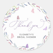 エレガントなラベンダー ブライダルシャワー 感謝 ラウンドシール (正面)