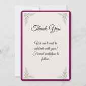 エレガントなラベンダー　ボタニカル　セーブ・ザ・デート・カード セーブザデート (裏面)