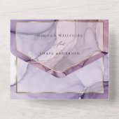 エレガントなラベンダー ローズ アブストラクト インク カスタム2 オールインワン招待状 (裏面)