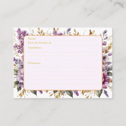 エレガントなラベンダー ワイルドフラワー カスタム エンクロージャーカード (裏面)