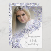 エレガントなラベンダー ヴィンテージ写真 誕生日招待状 招待状 (正面/裏面)